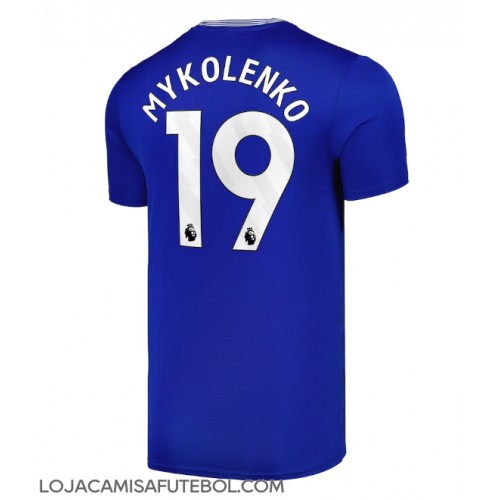 Camisa de Futebol Everton Vitaliy Mykolenko #19 Equipamento Principal 2024-25 Manga Curta